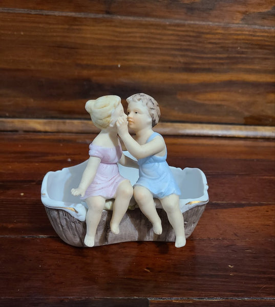 Kissing Kids Bisque Planter