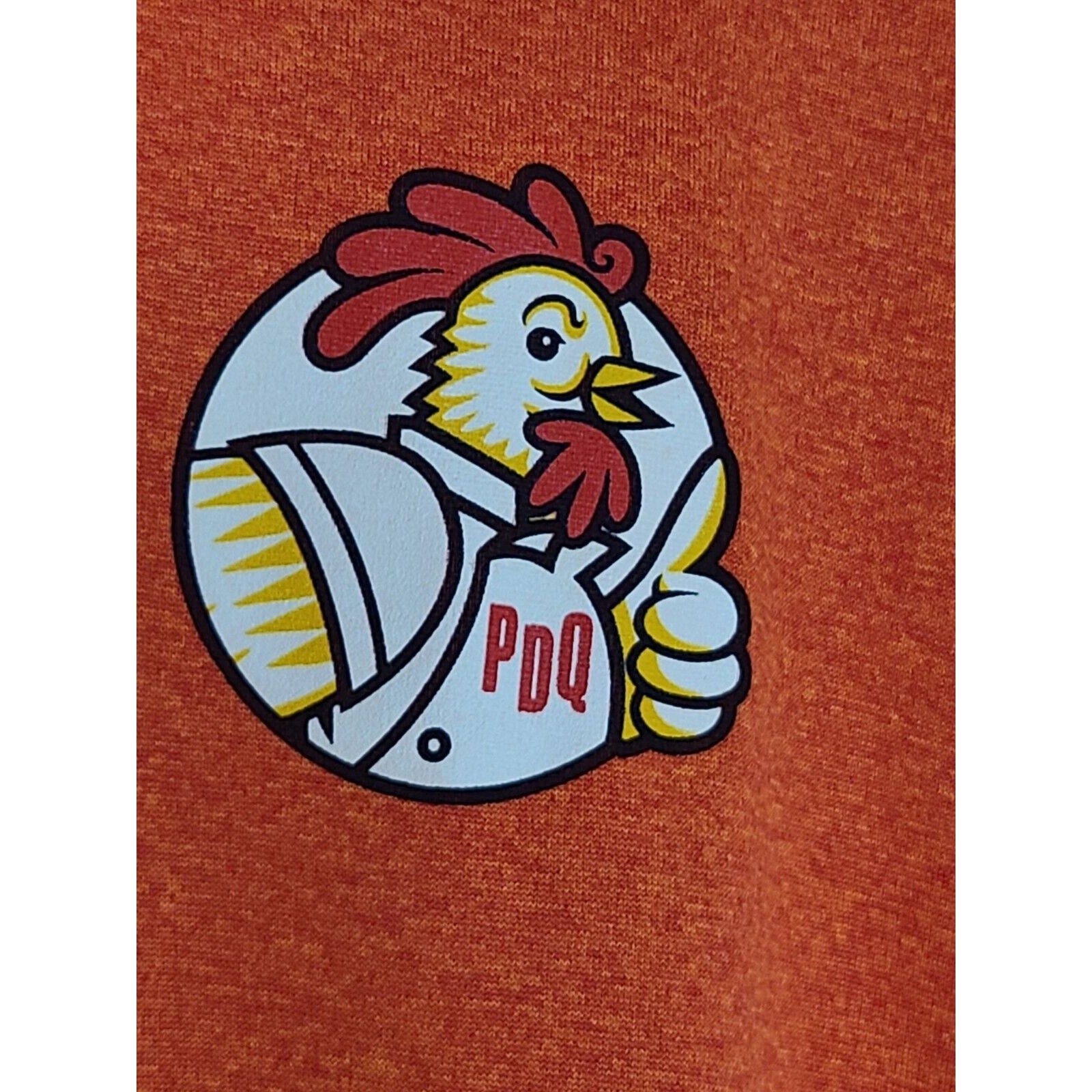PDQ Shirt Chicken Restaurant Memorabilia Work Shirt Orange Quick Dry T-shirt L