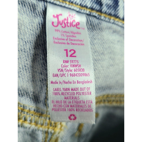 Justice Girls Mini Mom Jean Shorts Denium Shorts Sz 12 Soft Stretchy Comfy NWT