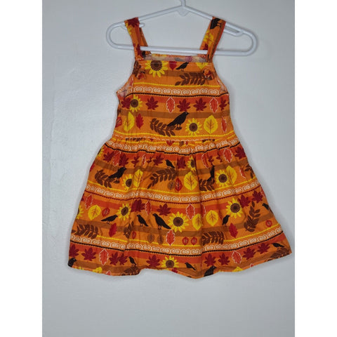 Handmade Little Girls Dress. Fall Dress Autum Black Birds- New