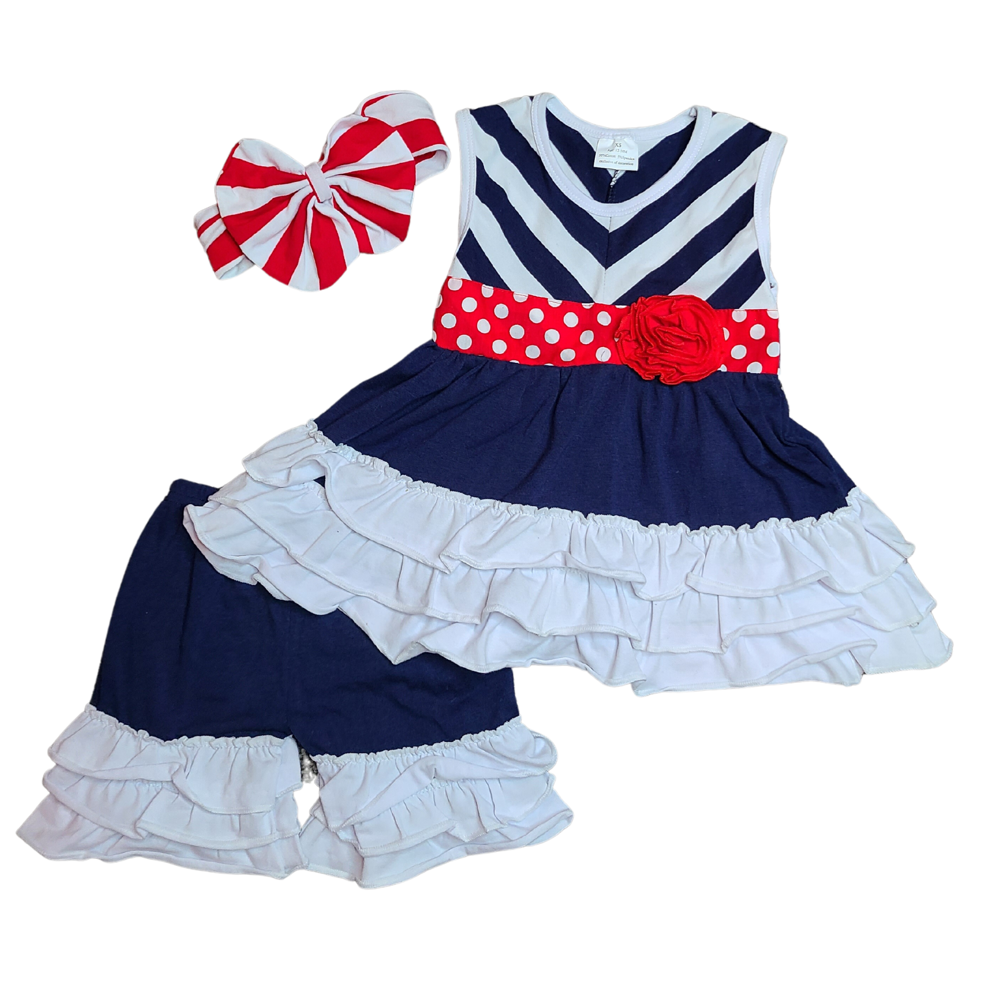 Red White and Navy Stripes 3 pc
