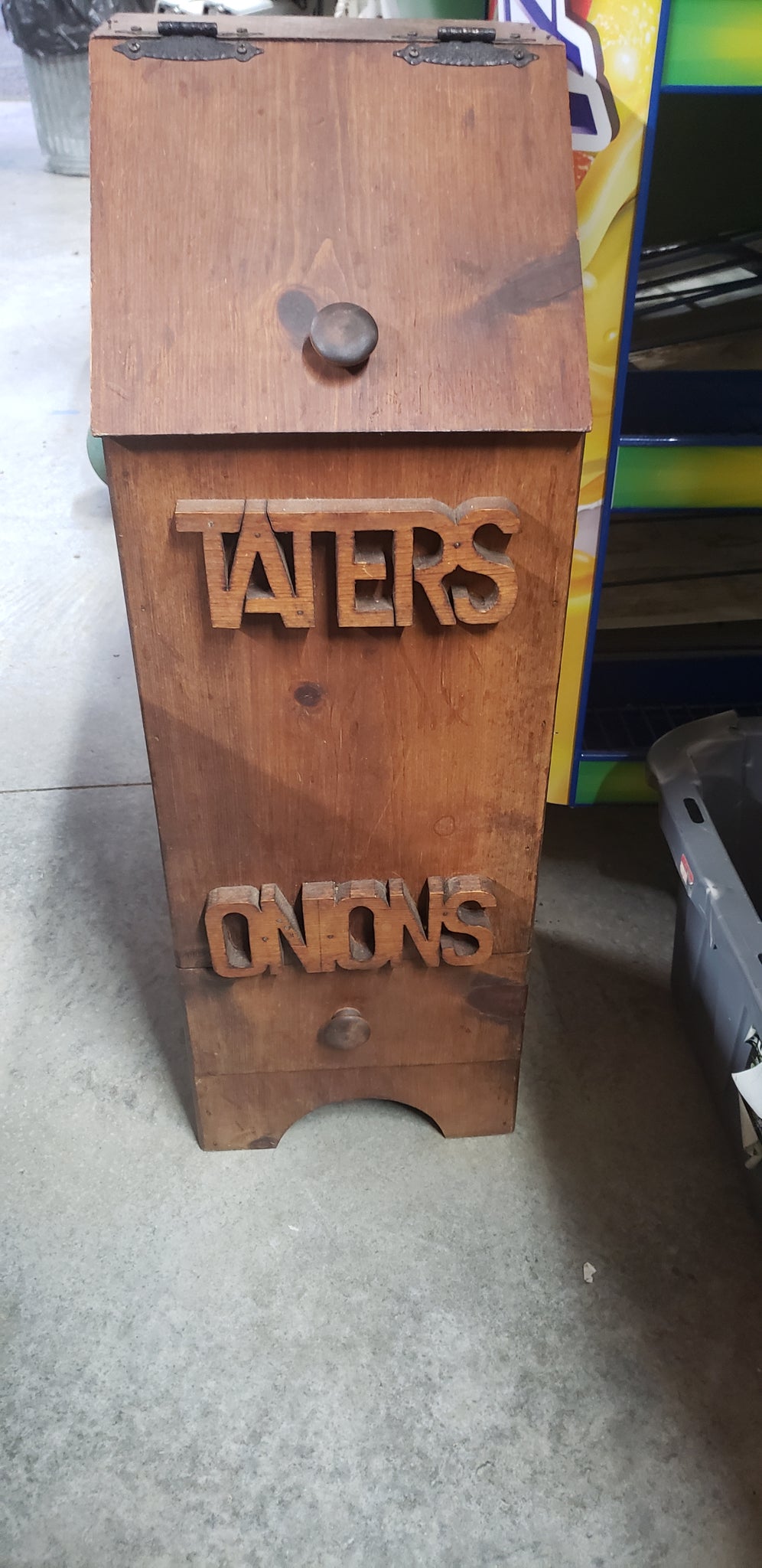 Homemade Wooden Taters & Onion Bin