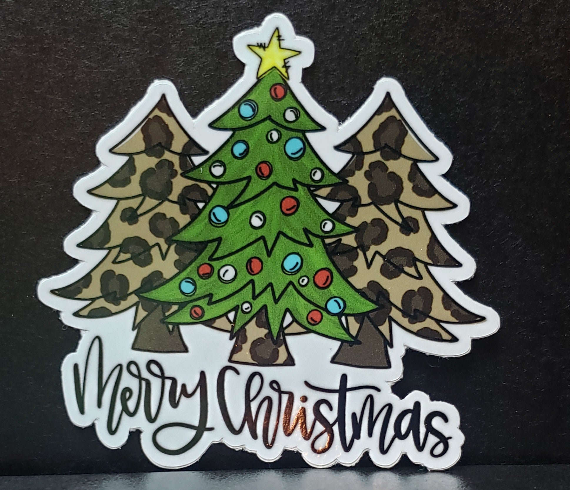 Merry Christmas Trees - Vinyl Sticker Decal