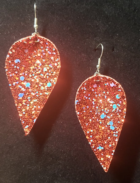 Red Glitter Pinched Earrings