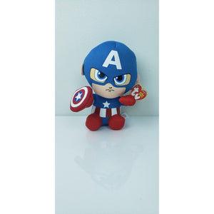 TY Beanie Baby 6" CAPTAIN AMERICA Marvel Plush Animal Toy with Ty Heart Tags