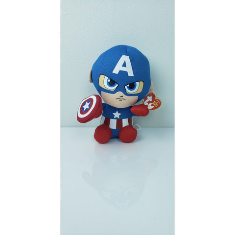 TY Beanie Baby 6" CAPTAIN AMERICA Marvel Plush Animal Toy with Ty Heart Tags