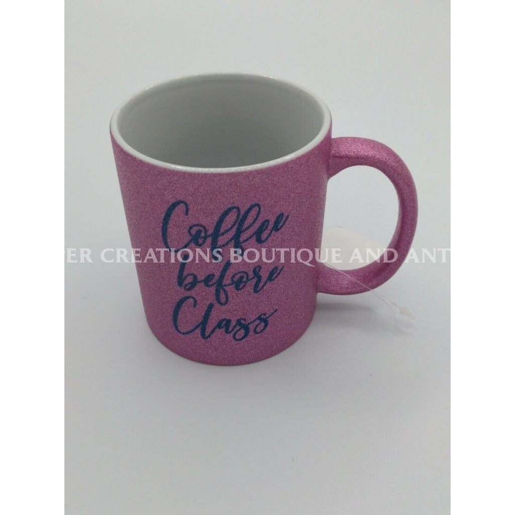 Coffee Before Class Pink Glitter Coffee/tea Mug New With Tag. Mugs