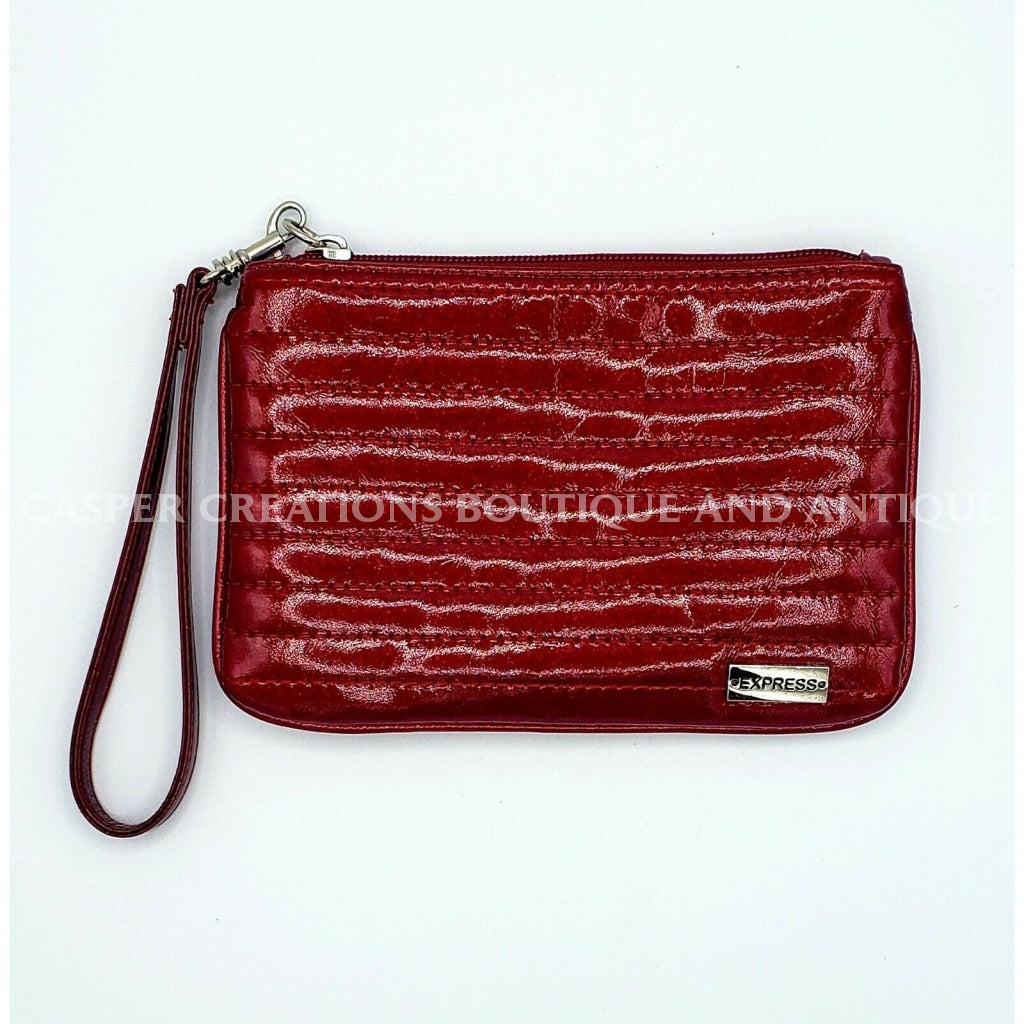 Express Women Red Wristlet One Size Shimmery Ribbed Texture
