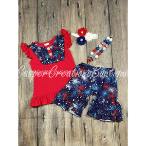 Red White & Blue Fireworks Outfit Sets